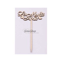 TOPPER "La multi ani!" cu inimioare 17*10cm