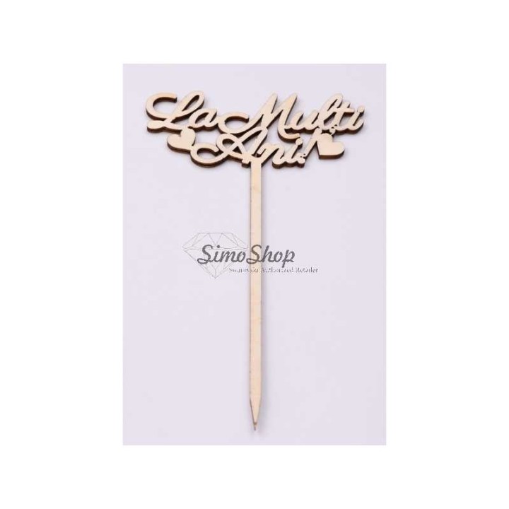 TOPPER "La multi ani!" cu inimioare 17*10cm